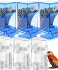 Slick No Mess Blue Clear Acrylic Bird Feeder And Water Dispenser Set With Six Automatic Gravity Feeders for Backyard Flocks
