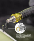 Close-up of Mini Precision Screwdriver with Pocket Clip and Magnetic Driver 13 in 1 All Purpose Bit Set featuring rare earth magnet.