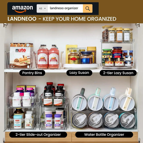 Two Tier Non Skid Acrylic Lazy Susan Turntable Organizer Rotating Spice Rack Spinning Tray For Kitchen Pantry Countertop Closet Bathroom Vanity Medicine Cabinet 9.25 Inch in organized cabinet.
