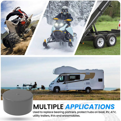 Image of 1.98 Inch Grey Rubber Trailer Wheel Hub Dust Caps 4 Pack Replacement Bearing Protectors with applications for trailers and rigs.