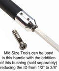 Heavy Duty Aluminum Woodturning Handle With Badass Foam Grip Fits Full Size Half Inch Tang Carbide Turning Tools showing metal bushing component.