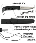 Companion Spark Stainless Steel Fixed Blade Knife with Sheath and Fire Starter for Camping Hiking Bushcraft and Survival