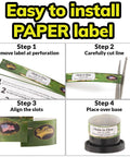 Step-by-step instructions for installing a paper label in Hole In One Golf Ball Display Dome With UV Protected Acrylic Custom Single Ball Trophy Case For First Birdie Or Eagle Moments Personalize Base With Your Text Perfect Golf Milestone Keepsake.