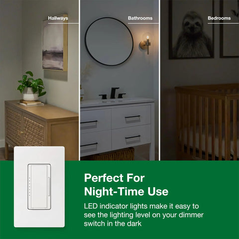 Maestro LED Dimmer Switch For Dimmable LED, Halogen, And Incandescent Bulbs, 150W, Single-Pole Or Multi-Location in use in different rooms