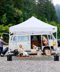 Beefy 120 Lbs Canopy Weights Sand Bags For Gazebo Tents 4 Pack Black No Sand Included With Secure Velcro Straps under white canopy