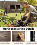 Dual Chamber Compost Bin With 360 Degree Rotating Tumbler 37.5 Gallon Outdoor Bin On Sturdy Metal Stand Lockable Doors BPA Free Plastic Ideal For Kitchen Garden And Yard Waste
