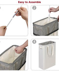 Assembly steps for Space Saving Skinny Laundry Basket For Narrow Spaces With Durable Handles Collapsible Dirty Clothes Hamper Tall Bin