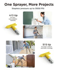 Solid Pick One Knob Airless Paint Sprayer With 3000 Psi And Easy Start Interface features 413 and 515 tips for varied spraying projects.