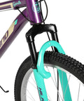 Front suspension of 26 Inch Mountain Bike For Women With 18 Speed Gears Aluminum Frame Adult Ladies Bicycle Purple for Trail Riding