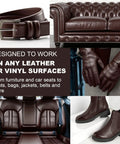 Dark Brown Leather Recoloring Balm And Quick Furniture Repair Kit for leather belt, couch, gloves, car seats, and boots.