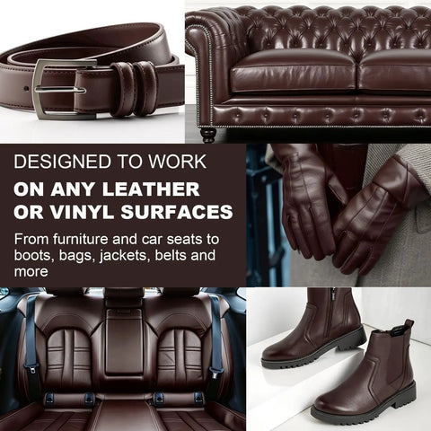 Dark Brown Leather Recoloring Balm And Quick Furniture Repair Kit for leather belt, couch, gloves, car seats, and boots.