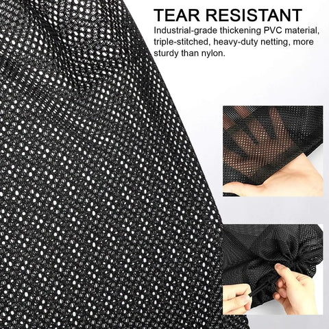 Close-up of tear-resistant black mesh from Heavy Duty Pond Pump Filter Bag Black Mesh Barrier For Outdoor Ponds