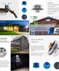 Collage featuring Twist Lock Photocontrol with Time Delay for Outdoor Lighting, shown installed in barn, post, and street light scenarios.