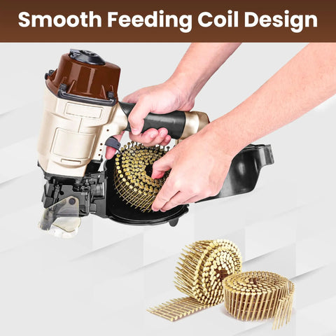 Heavy Duty Coil Roofing Nails 1 1/4 Inch Electro Galvanized Smooth Shank 15 Degree Spiral Fasteners in nail gun magazine.