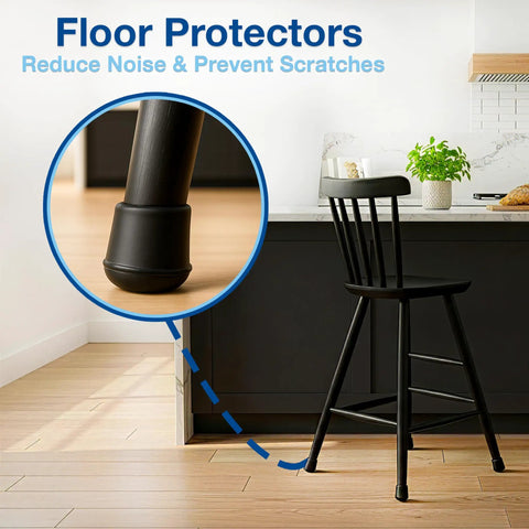 1 Inch Round Rubber Chair Leg Caps Slip On Nonslip Nonmarking Protectors For Chairs Stools And Tables On Hardwood Tile And Carpet Floors Set Of 4 Black Durable Floor Protection For Hard Surfaces on chair leg