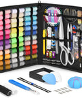 All-In-One Portable Sewing Kit For Adults With Ultra Sharp Fabric Scissors 242 Pcs Newly Upgraded Travel Sewing Set, open case with threads