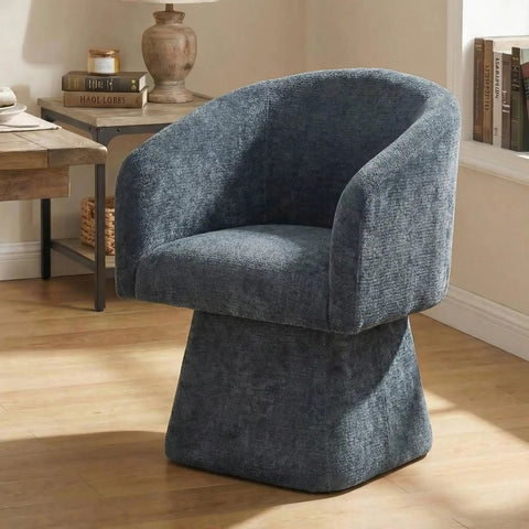 Swivel Dining Chairs Set Of 2 Upholstered Barrel Back Accent Arm Chairs In Blue for dining room with 360-degree swivel feature