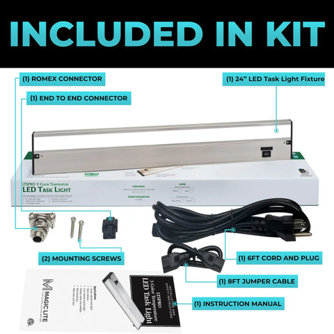 Linkable Under Cabinet Lights For Kitchen 24 Inch Satin Finish With 3 CCT 2700K 3000K 4000K Dimmable And Easy Install Kit