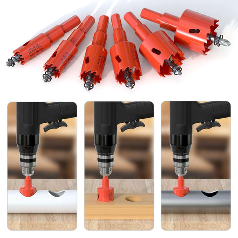 XDENGP 6-piece bi-metal hole saw kit with 5/8–1-3/8 in cutters for wood, plastic, drywall and soft metal