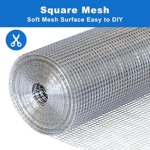 Heavy Duty Half Inch Hardware Cloth 19 Gauge 48 By 100 Feet Mild Steel Wire Mesh Fence Roll unrolled showing square mesh structure.