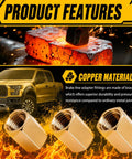 Rust-Resistant 3/16 Brake Line Fittings With 3/8-24 Precision Thread, Universal Double Flared Brake Line Adapter Kit For Automotive And Truck Repair, Inverted Flare Compatible, Secure Tight Connections brass brake line fittings shown with truck and copper material graphic