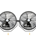 Two 20 Inch Industrial Wall Fans with 4600 CFM, 3 Speed High Velocity Wall Mount, sealed motor for garage or shop use, front view.