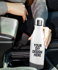 Custom Personalized 17 Oz Stainless Steel Water Bottle With Solid Double Wall Vacuum Insulation and Truly Leak Proof Construction in car