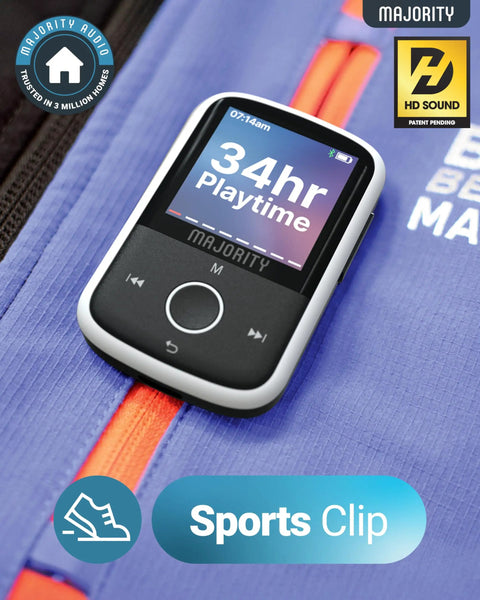 Close-up of Bluetooth MP3 Player With Sports Clip And Earbuds Included, Expandable To 128GB, HD Color Screen, 34 Hours Battery Life
