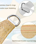 Close-up of Triangle Shade Sail 12x12x12 Feet UV Blocking Breathable Fabric with stainless steel D-rings and fade-resistant ropes