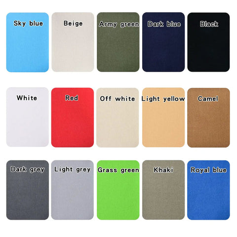 Color options for Iron On Fabric Repair Patches For Clothes Inside And Outside 6 Black Patches 3 X 4.25 Inches With Strong Hot Melt Adhesive