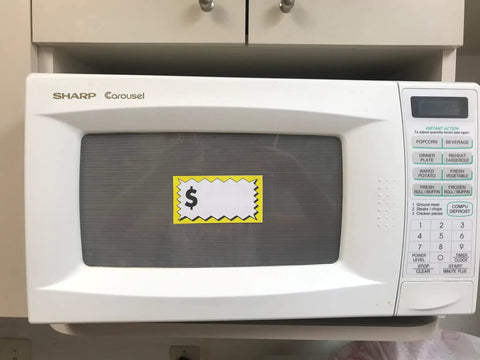 Large Item Pricing Labels 75 Count With Writable Space 4 By 2.25 Inches Yellow And White Peel And Stick For Garage Sale Furniture And Other Big Items A Must Have For Deal Hunters used on microwave.