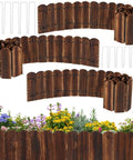 Flexible Garden Edging Kit Three Pack No Tools Required 11.8 Ft Total Length showing three curved wooden panels with stakes
