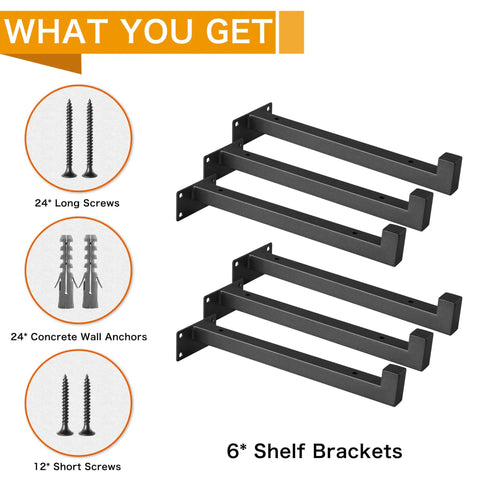 Beefy 6 Inch Black Shelf Brackets Set For Wall Mounting Heavy Duty Industrial Shelving Supports With Lip 6 Pack Built To Last
