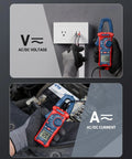 Handy Digital Clamp Meter Multimeter Auto Ranging 4000 Counts For AC DC Voltage And Current in use by electrician