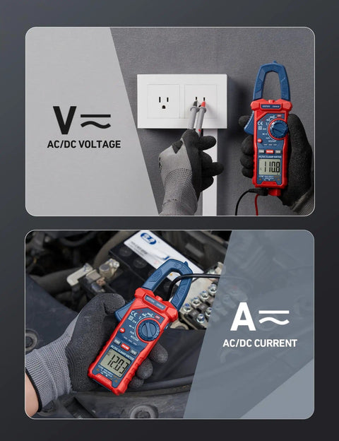 Handy Digital Clamp Meter Multimeter Auto Ranging 4000 Counts For AC DC Voltage And Current in use by electrician