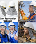 Flame Resistant FR Hard Hat Liner Sun Shade With Cotton Neck Protector And Ear Coverage in construction and line work