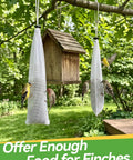 Six Pack Outdoor Sock Feeders For Thistle Seeds With Food Grade Funnels, Durable Mesh Sock Sacks For Garden And Yard Bird Feeding