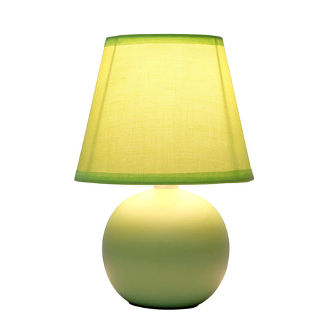 Yellow Mini Ceramic Globe Table Lamp With Matching Fabric Shade, Cozy Dorm Vibe Or Living Room Accent Light, 8.66 Inch Tall, 5.51 Inch Shade Diameter, Uses One 40W Equivalent E12 Bulb Not Included
