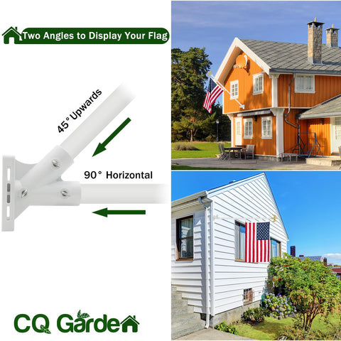Sturdy 6 Foot Stainless Steel Garden Flag Pole Kit With Holder For Outdoor Use Includes 3x5 US Flag And Eagle Topper Weatherproof Flagpole For Porch Yard Or Home Exterior displayed on houses