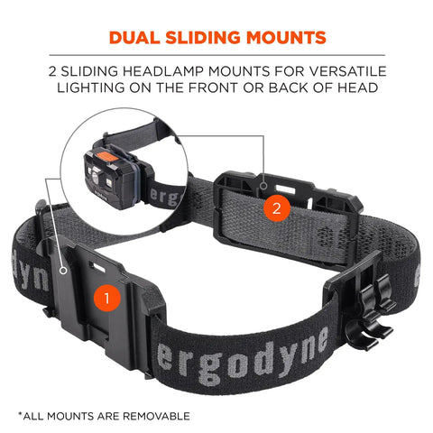 Skullerz 8980 Universal Headlamp Strap with sliding mounts for secure fit and adjustable stretchable nylon band