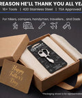 16 Function Dope Keychain Multitool With Bottle Opener, Screwdriver, Wrench, Box Cutter For Travel in gift packaging with card