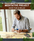 Man using Chill Wood Carving Kit For Beginners And Kids Comfort Bird DIY Whittling Set For Adults Stress Relief Hobby
