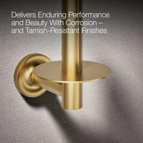 Vertical Wall Mounted Euro Toilet Paper Holder, Solid Brass Build, Corrosion-Resistant Finish, Side View