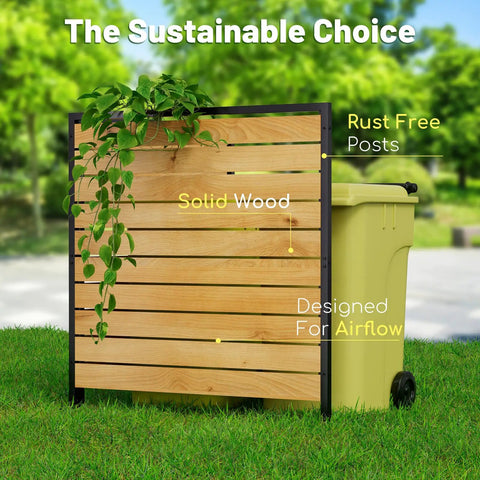 Three Panel No Dig Wood Privacy Fence Screen For Outdoor Use 42 Inch High By 40 Inch Wide Screening in a garden setting.