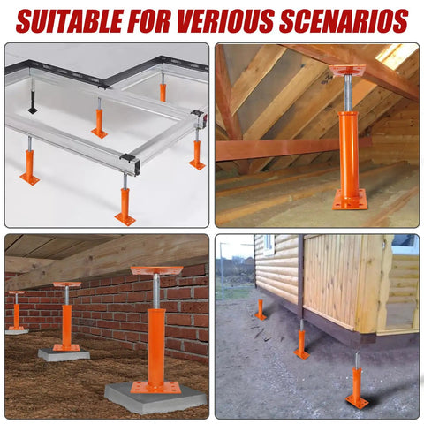 Pair Of Adjustable House Floor Jacks Built Tough To Crush Heavy Loads Measures Nineteen To Thirty Eight Inches Tall used in various settings.