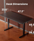 Electric Height Adjustable Sit Stand Desk 48 By 24 Inches With Memory Presets, Quiet Lift, Ergonomic Home Office Table in black.