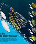 Spinner Bait Lure Half Ounce Tennessee Shad 3 Pack with double willow blades showcased over water, highlighting durability and design.