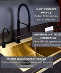 Touch Flo Style Cold Water Dispenser Faucet Kit With Under Sink Inline Filter Unit And 2 Pack Replacement Cartridges Matte Black installed in kitchen