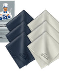 MR.SIGA microfiber cleaning cloths for lenses and screens, 6-pack in navy blue and light gray, 6 x 7 in