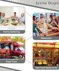 Scene display showing Insulated Foil Wrap Sheets 12x12 Pre Cut Greaseproof And Waterproof used in family gatherings, restaurants, food trucks, and fast food restaurants.